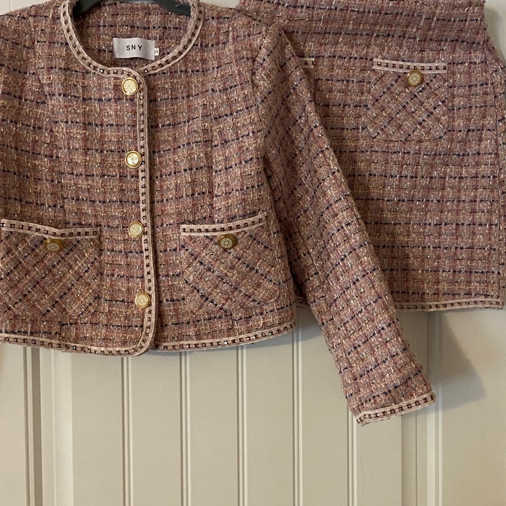 Women's SNY Pink Tweed Skirt and Jacket Set S NWOT
